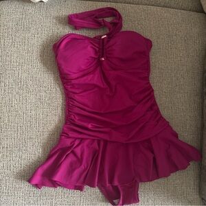 Magenta Halter One-Piece Swimsuit